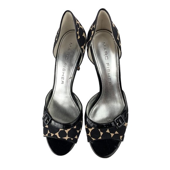 Marc Fisher Giraffe Print Cream and Black D'Orsay Heels size 6.5 - Picture 3 of 8